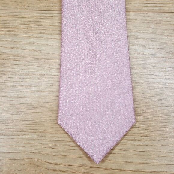 CALVIN KLEIN Mens Neck Tie Pink Jacquard Woven Textured Silk Blend Pointed - Picture 1 of 6